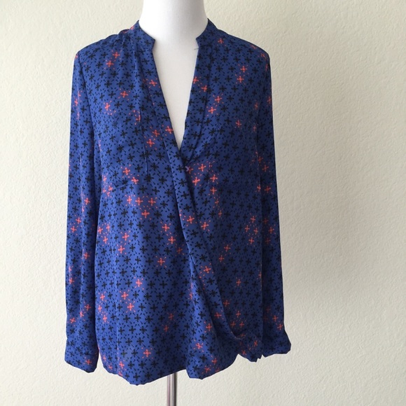 Anthropologie Tops - Anthropologie Maeve Eva blue printed wrap top 0